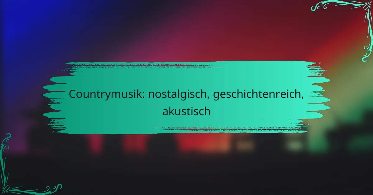 Countrymusik: nostalgisch, geschichtenreich, akustisch