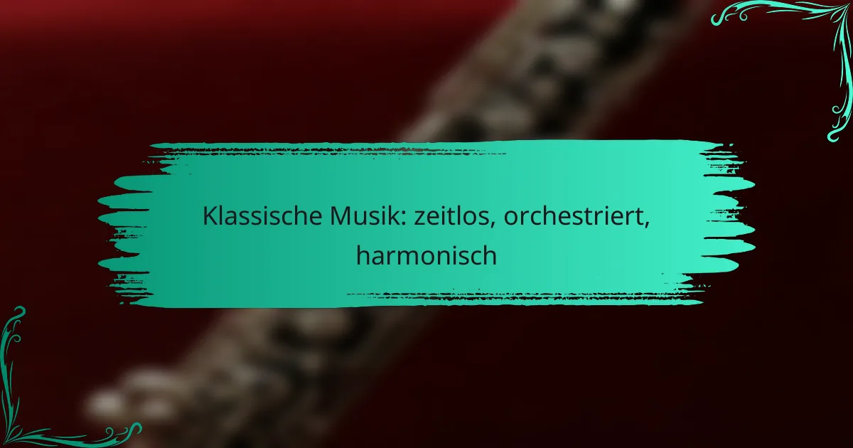 Klassische Musik: zeitlos, orchestriert, harmonisch
